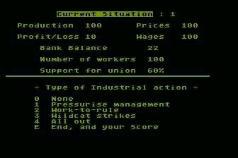 Shop Steward (Atari 8-bit) screenshot: Gameplay Options