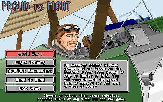 Knights of the Sky (DOS) screenshot: Main Menu