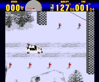 Rally Championships (Amiga) screenshot: Winter race (ECS version)