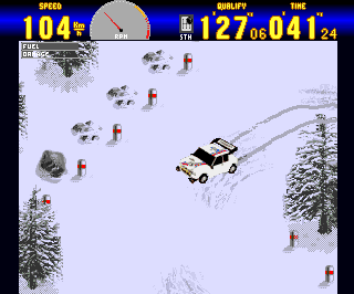 Rally Championships (Amiga) screenshot: Winter race (ECS version)