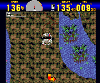 Rally Championships (Amiga) screenshot: Marsh race (ECS version)