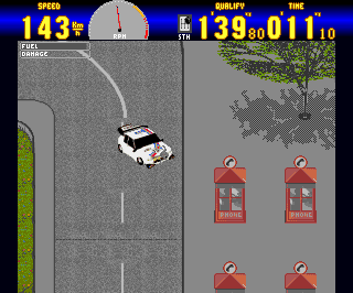 Rally Championships (Amiga) screenshot: City race (ECS version)