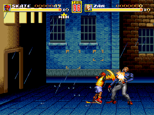 Streets of Rage Remake (Windows) screenshot: Skate performs a special attack in the Battle mode (2006 version).