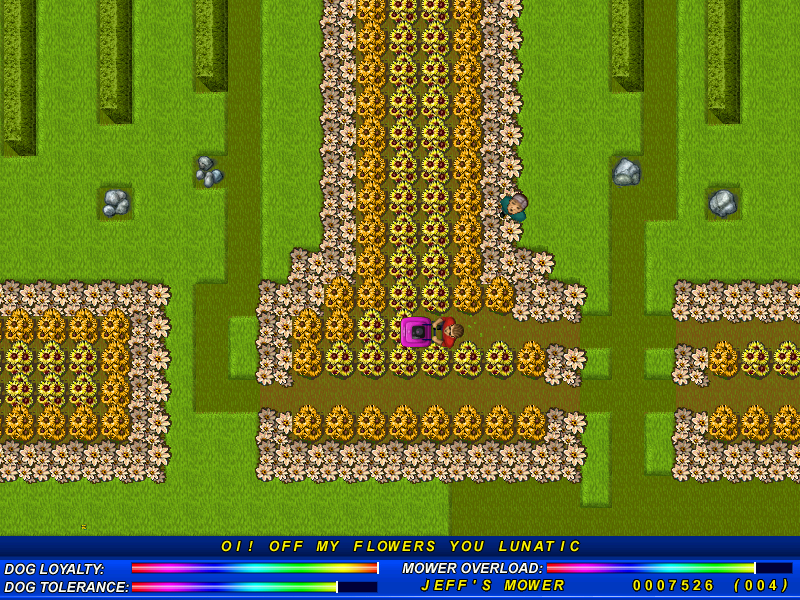 Hover Bovver (Windows) screenshot: Going postal with the flowers