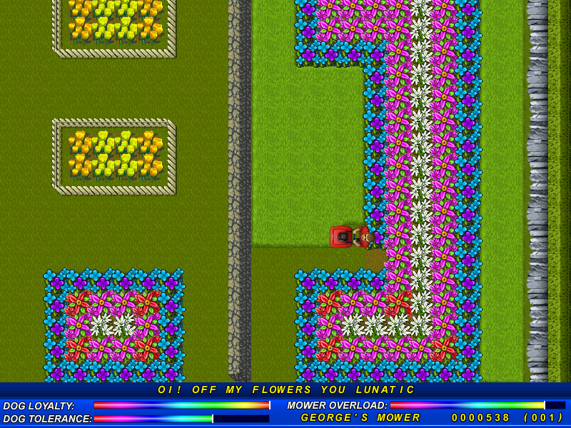 Hover Bovver (Windows) screenshot: Possible casualties among the flowers