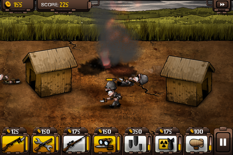 Trenches II (iPhone) screenshot: Artillery strike