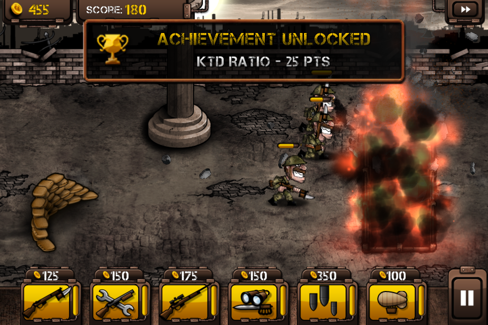 Trenches II (iPhone) screenshot: Destroying the enemy bunker