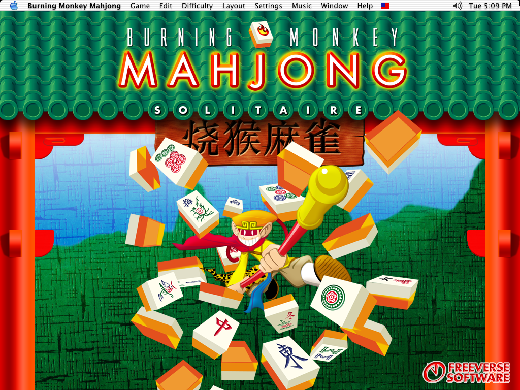 Burning Monkey Mahjong Solitaire (Macintosh) screenshot: Title screen