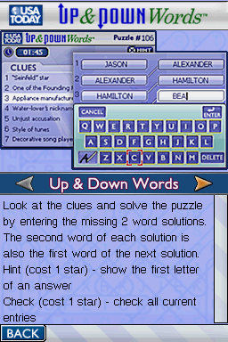 USA Today: Puzzle Craze (Nintendo DS) screenshot: Up & Down Words