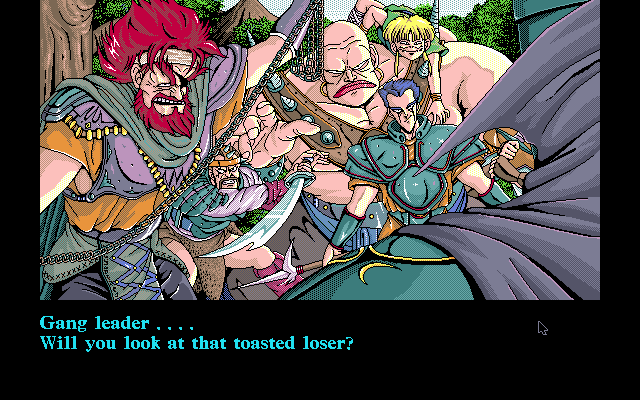 Knights of Xentar (DOS) screenshot: Introduction -- these guys steal all your possessions