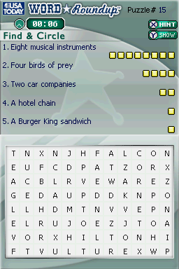 USA Today: Puzzle Craze (Nintendo DS) screenshot: Word Roundup - Puzzle #15