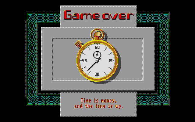 Wall$treet (Amiga) screenshot: Game over.