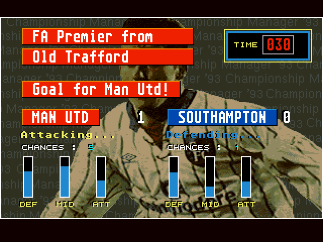 Championship Manager 93 (Amiga) screenshot: Match
