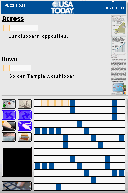 USA Today: Crossword Challenge (Nintendo DS) screenshot: Puzzle 026 start
