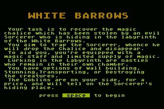 The White Barrows (Atari 8-bit) screenshot: Title Screen