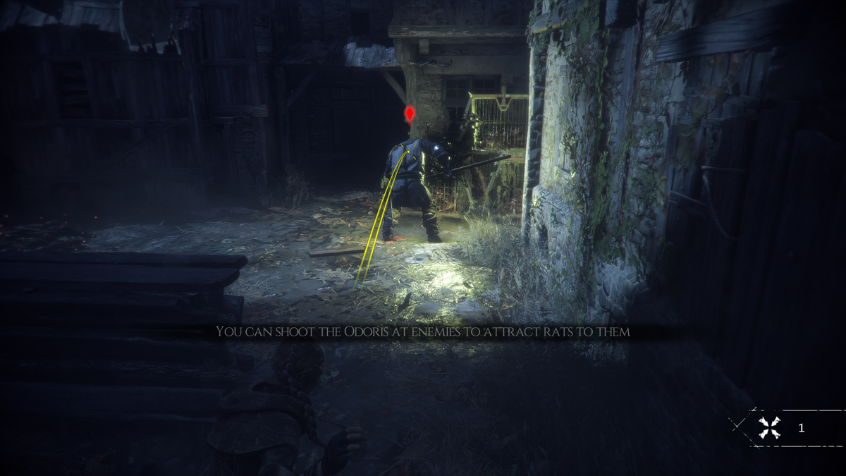 A Plague Tale: Innocence (Windows) screenshot: Odoris, used to attract rats to a certain spot or enemy is another extremely helpful item