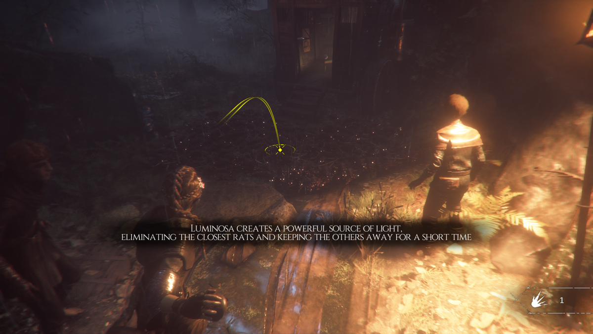 A Plague Tale: Innocence (Windows) screenshot: New abilities and potions are added gradually. Luminosa can eliminate a small pack of rats