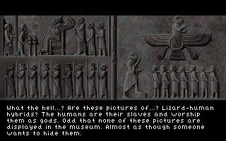 Metaphobia (Windows) screenshot: High time for a little spoiler: the game deals heavily with the Reptilian conspiracy theory.