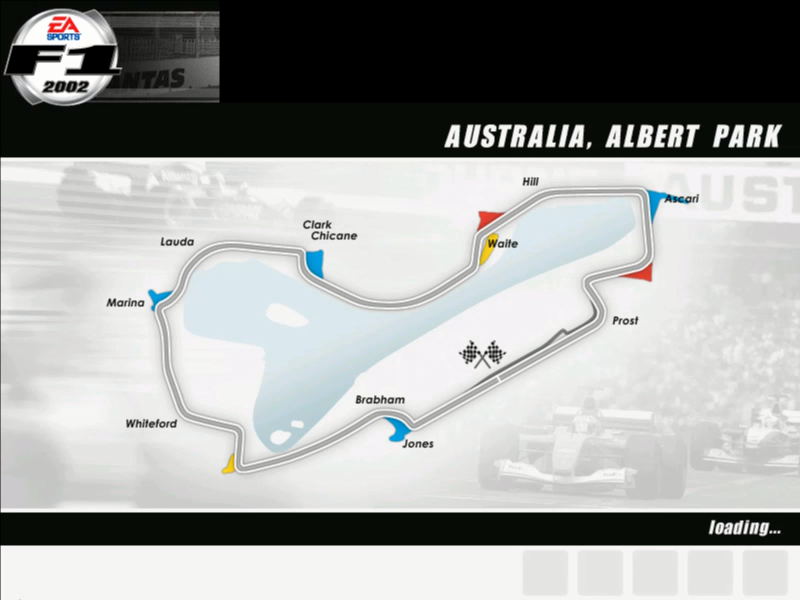 F1 2002 (Windows) screenshot: Loading screen with map of the track