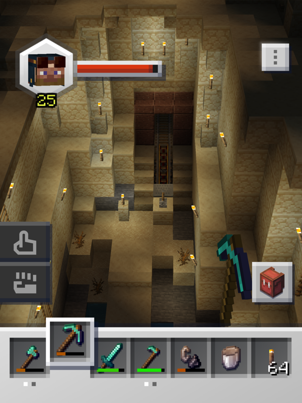 Minecraft Earth (iPad) screenshot: There must be some hostile mobs here...