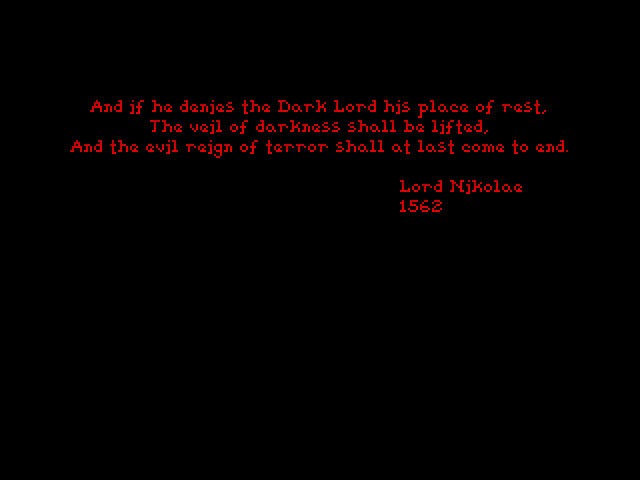 Veil of Darkness (FM Towns) screenshot: The prophecy of Lord Nikolae.