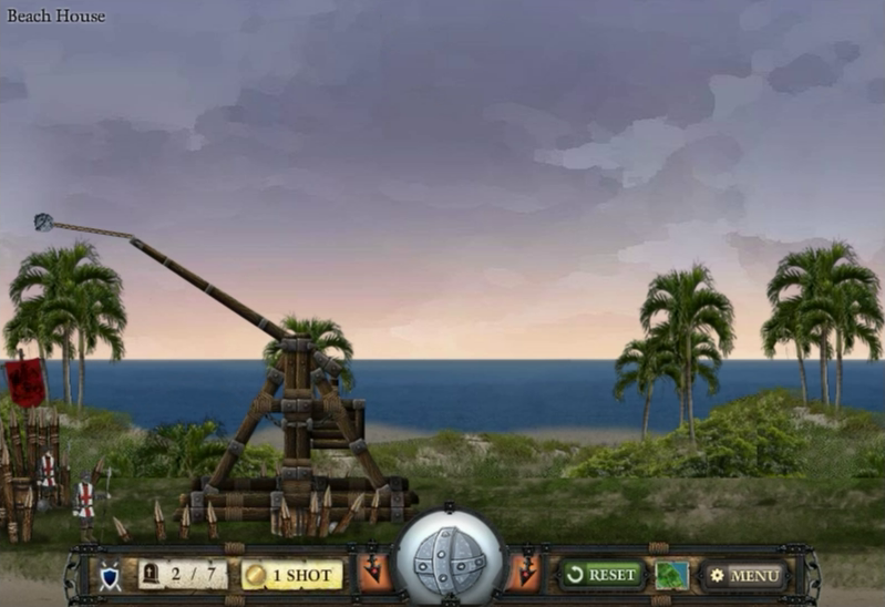 Crush the Castle 2 (Browser) screenshot: Shooting with the trebuchet.