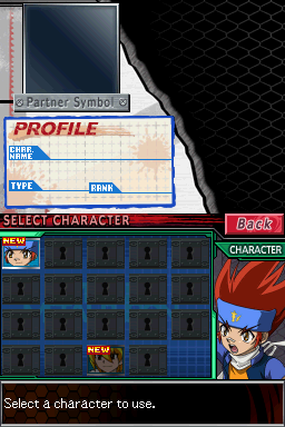 Beyblade: Metal Fusion (Nintendo DS) screenshot: The roster