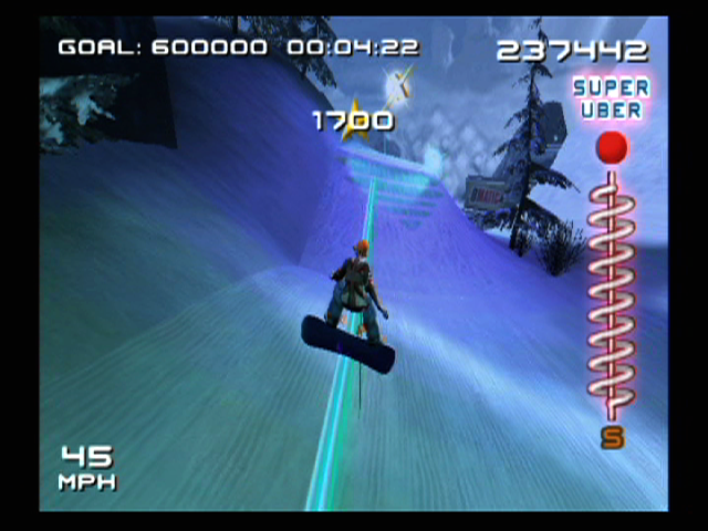 SSX 3 (GameCube) screenshot: Performing a rail trick