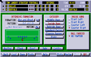 Tom Landry Strategy Football Deluxe Edition (Amiga) screenshot: Controls menu