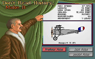 Knights of the Sky (DOS) screenshot: Choose your airship