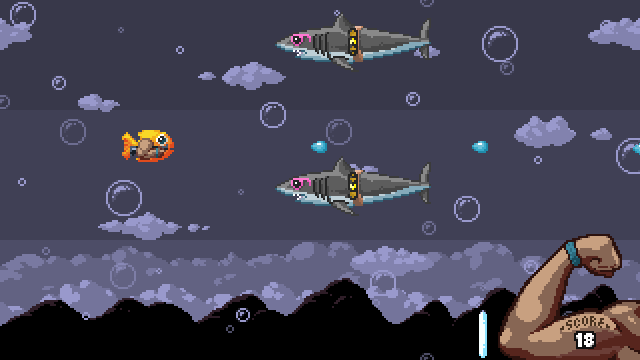 Shutshimi: Seriously Swole (Linux) screenshot: Waves of enemies attack