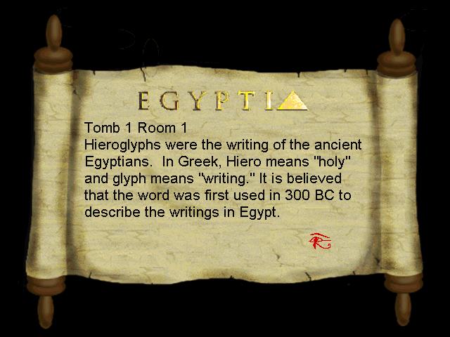 Egyptia (Windows) screenshot: Some trivia before the first stage