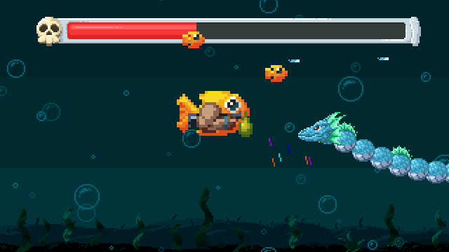 Shutshimi: Seriously Swole (Linux) screenshot: This sea serpent is the second boss...