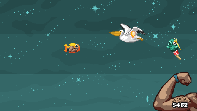 Shutshimi: Seriously Swole (Linux) screenshot: New types of enemies appear as you reach later waves