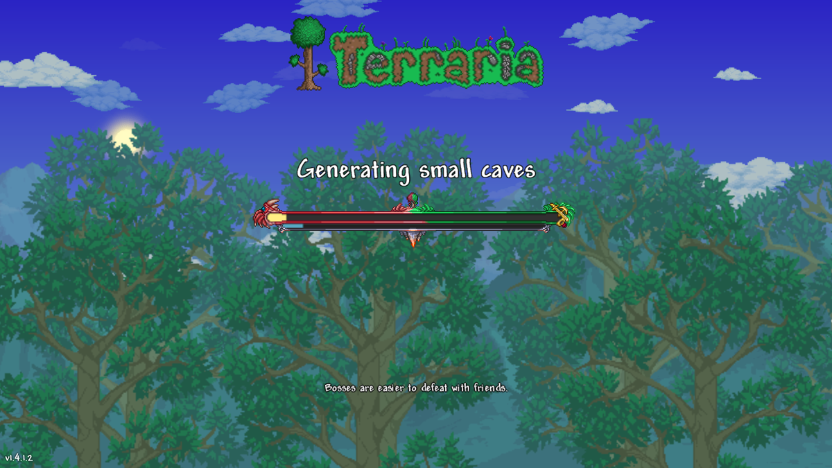 Terraria (Windows) screenshot: Creating the world in progress (v1.4.1.2)