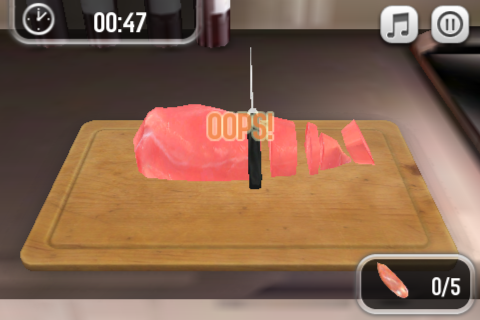 Pocket Chef (iPhone) screenshot: Cutting chicken
