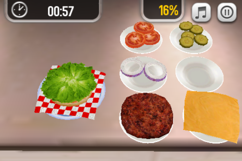 Pocket Chef (iPhone) screenshot: Stacking the ingredients