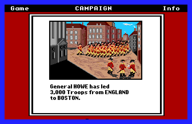 Revolution '76 (Apple IIgs) screenshot: The British March on Boston