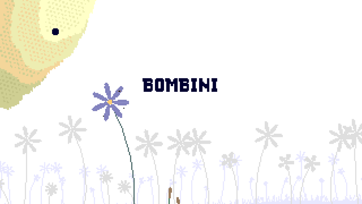 Bombini (Windows) screenshot: Title screen and starting area