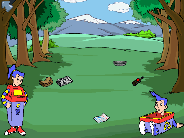 Big Thinkers! Kindergarten (Windows 3.x) screenshot: The garbage sorting game.