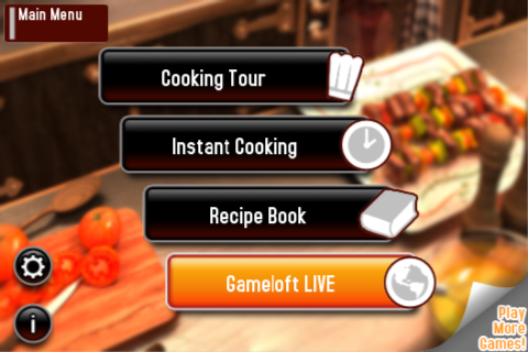 Pocket Chef (iPhone) screenshot: Main menu