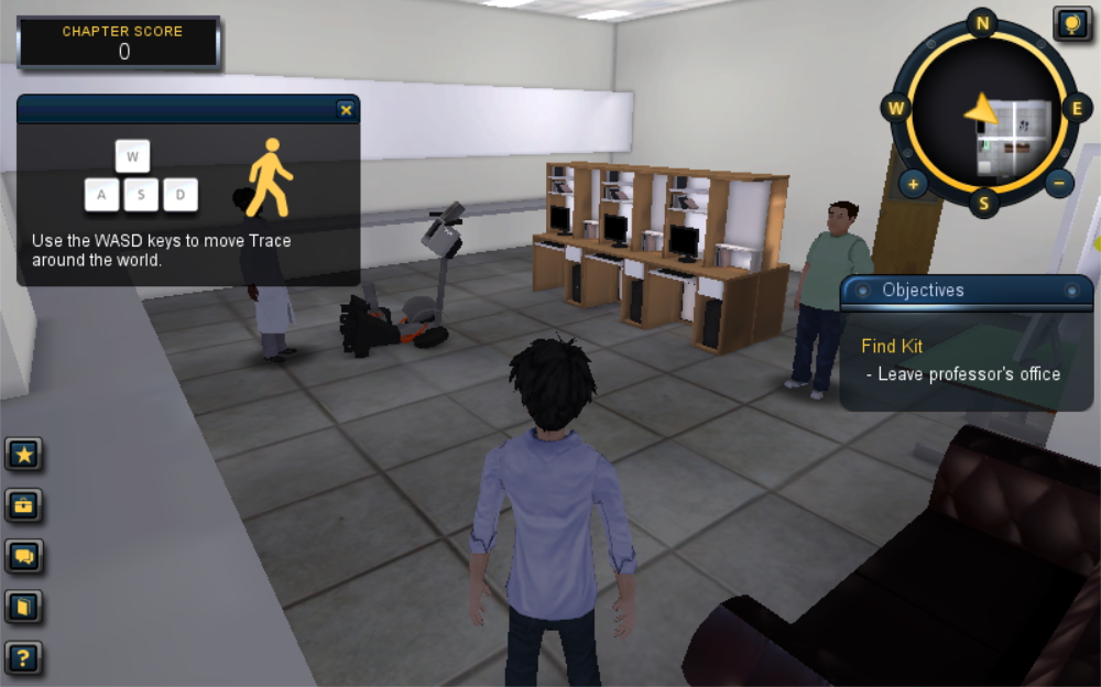 Trace Effects (Windows) screenshot: The game starts in the science building.