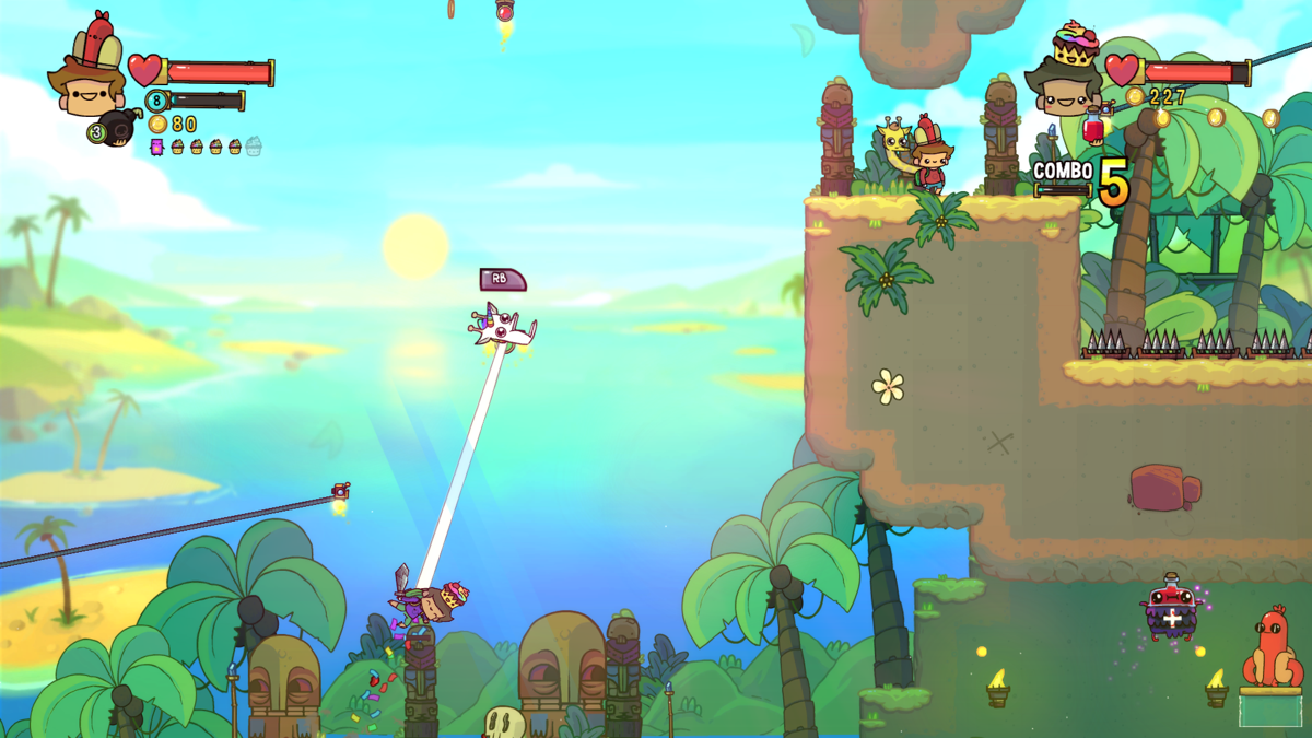 The Adventure Pals (Windows) screenshot: Use your giraffe to cling to certain objects and jump higher