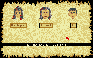 Day of the Pharaoh (Amiga) screenshot: Choosing a bride.