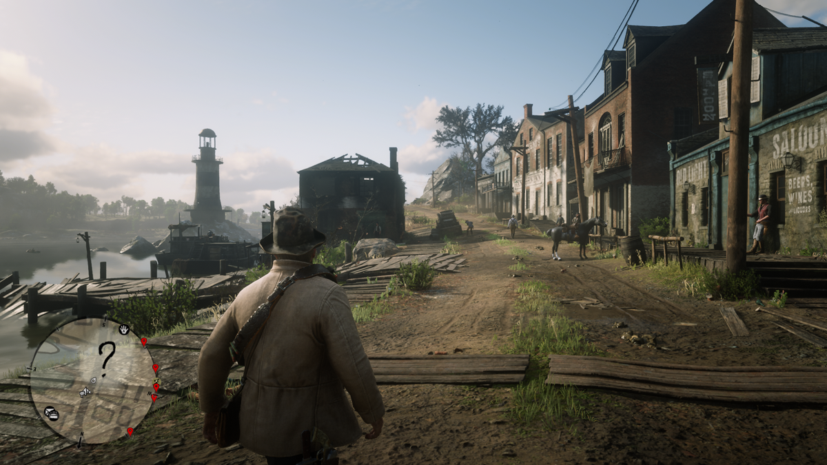 Red Dead Redemption II (Windows) screenshot: A dying town of Van Horn