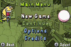 Ed, Edd n Eddy: The Mis-Edventures (Game Boy Advance) screenshot: Main Menu