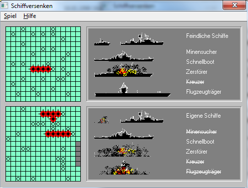 Spielepack 4 (Windows 3.x) screenshot: Schiffe versenken (Battleships)