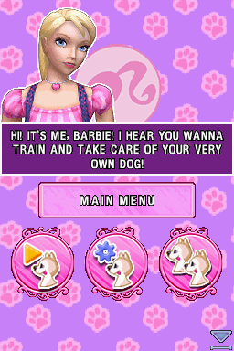 Barbie: Groom and Glam Pups (Nintendo DS) screenshot: Main Menu