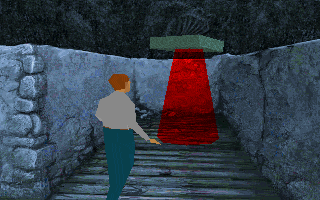 Alone in the Dark 3 (DOS) screenshot: what is that strange light up ahead