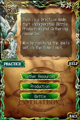 Ys Strategy (Nintendo DS) screenshot: Practice Menu (EU)